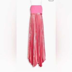 Alice + Olivia pink pleated metallic evening gown size 4